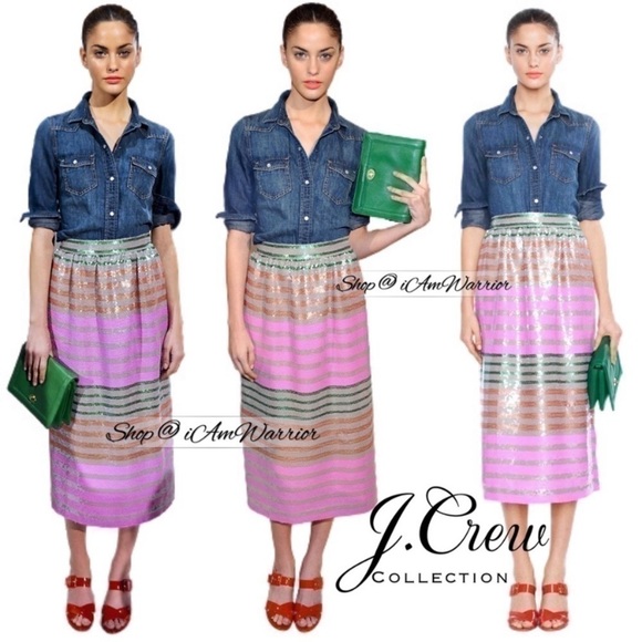 J.Crew Collection multi striped sequin midi skirt *Shop@iAmWarrior - Picture 7 of 17